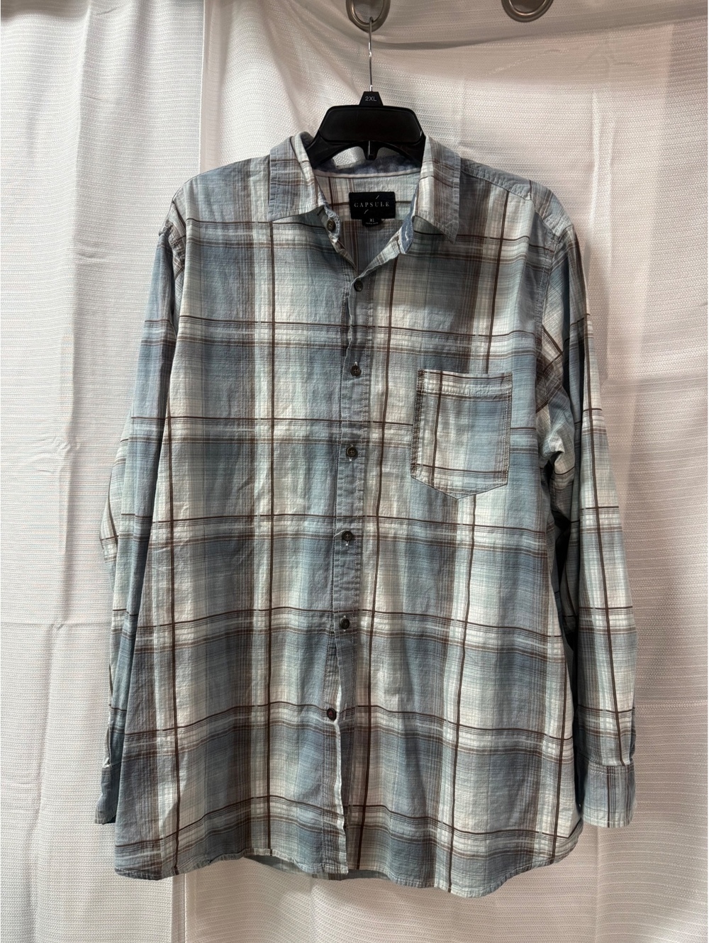 Capsule XL Men's Long Sleeve Plaid Button-Up Shirt
